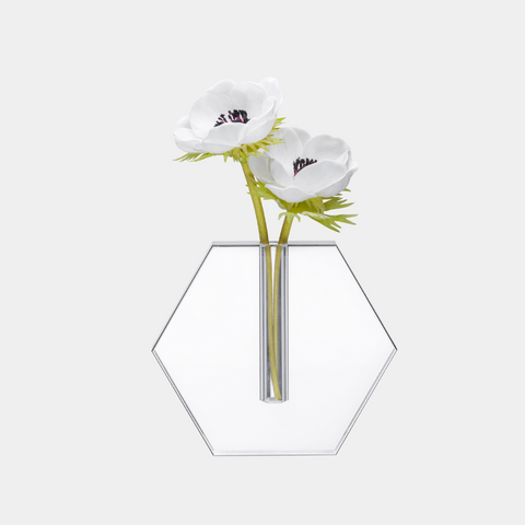 Lucite Hexagon Vase with Anemones Bulk Buy