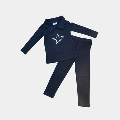 Personalized Black Collar Pajamas