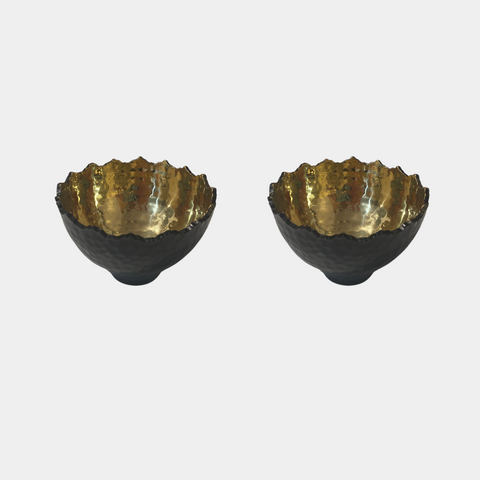 Mini Hammered Gold Black Bowl 2 Pack