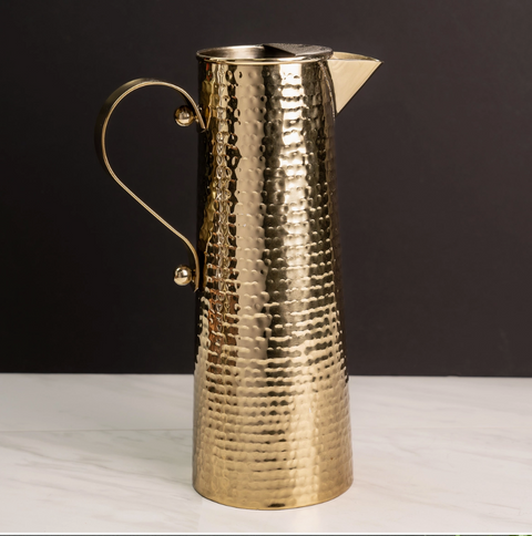 Gold Hammered Pitcher Large